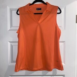 Jack Nicklaus Ladies Sleeveless Cool Material Top. Peachy Orange ready for golf!